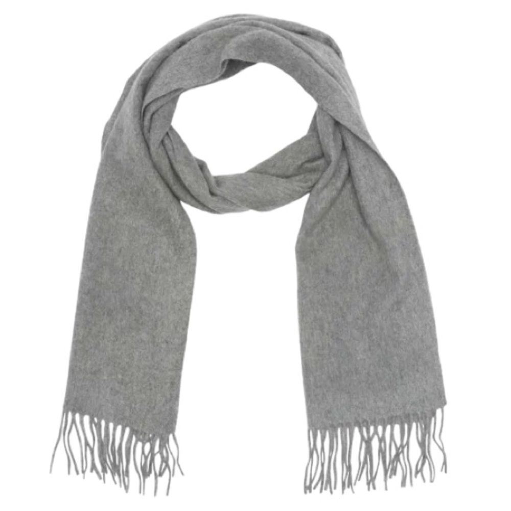 Qi Solid Woven Cashmere Scarf with Fringe, Light Grey, OS